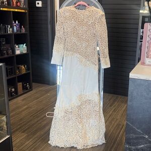 Elegant Lace Long Sleeve Dress - Cream